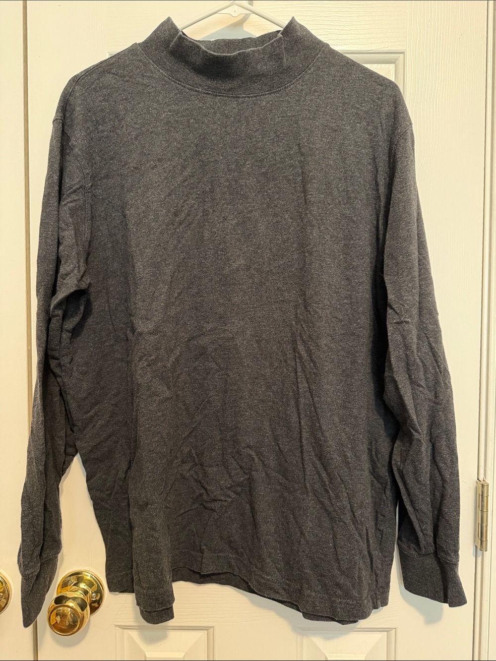 Lands' End Men's Dark Charcoal Mock Neck Long-Sleeve Tee